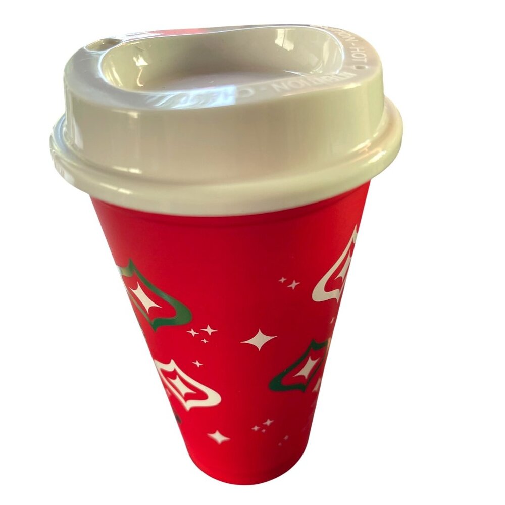 Starbucks Red Reusable Cup 16Oz Holiday Coffee Cup White Lid Eco-Friendly BPA - Picture 2 of 6